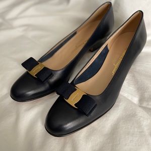 Navy Blue Salvatore Ferragamo Lilliaz Heels